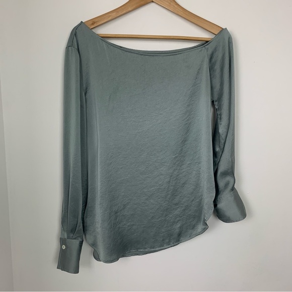 Theory Ulrika Crushed Satin One-shoulder Blouse - Picture 11 of 12